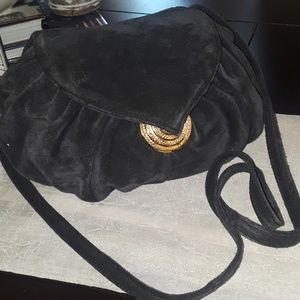 Brizzolari Small Italian Black Suede  Crossbody